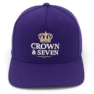 Crown & Seven Purple Hat with Royal Crown Embroidered Logo and Text Design