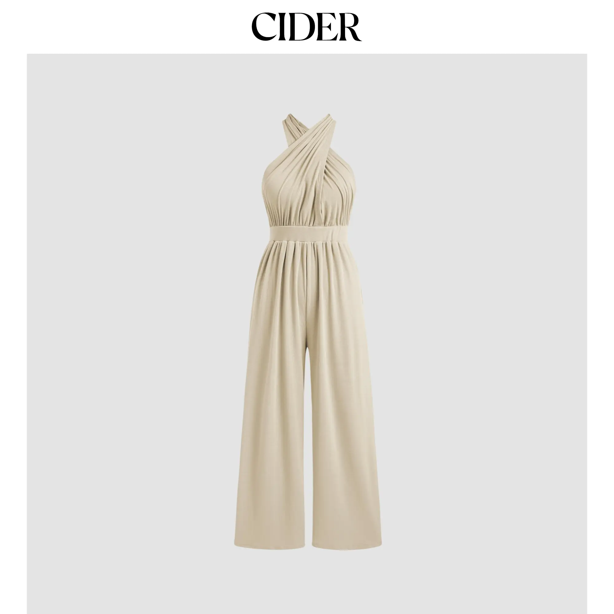 Cider [5 colors, size 2-10] Solid Rib Criss Cross Knotted Jumpsuit