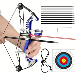 Mini Archery Bow Set 9.8" Mini Compound Bow Mini Hunting Bow Left and Right-Handed General Metal Material Catapult for Shooting/Practice Archery Entertainment Fun/Holiday Gifts