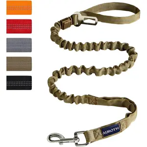 Auroth Heavy-Duty Bungee Dog Leash for Large Breeds, 6FT No-Pull Design with Shock Absorption and 2 Padded Handles, Army Yellow