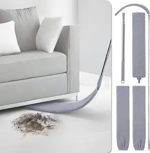 Retractable Gap Dust Cleaner, Duster Flat Wiper up to Extendable & Two Microfibre Covers, Retractable Gap Dust Cleaner for Under Sofa Cabinets Bed Household Gap Dust