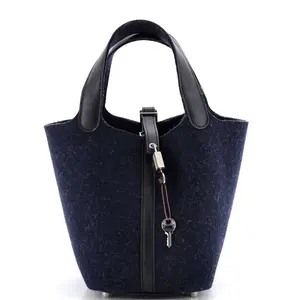 Pre-owned HERMÈS material Bucket Bags Hermes Picotin Lock Bag Felt with Leather PM by Rebag