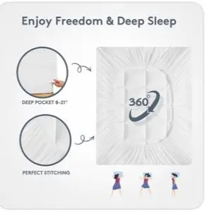 ￼ 【BEDLORE】Bamboo Cooling Mattress Topper with Fitted Sheet, Thick Luxury Comfort Layer,