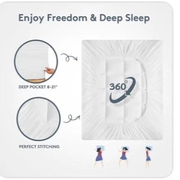 ￼ 【BEDLORE】Bamboo Cooling Mattress Topper with Fitted Sheet, Thick Luxury Comfort Layer,