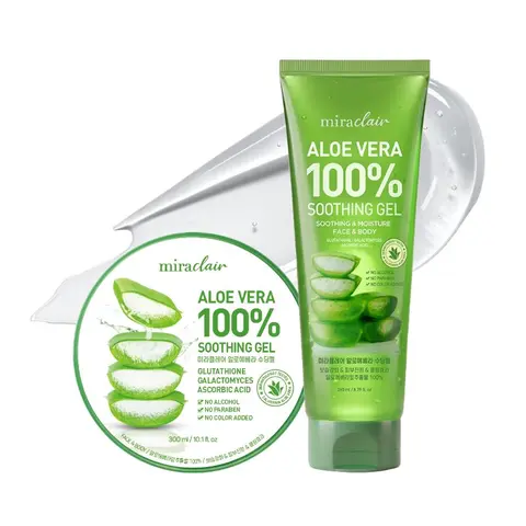 miraclair Aloe Vera Gel 100% Soothing,  Alcohol-Free, Paraben-Free, Made with 100% Pure Aloe Gel, Hydrating and Calming Gel for Sensitive, Irritated, or Sunburn Skin, Brightening, Anti-Dust Barrier, for Face & Body