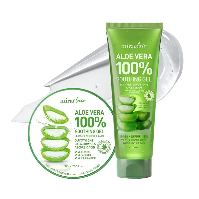 miraclair Aloe Vera Gel 100% Soothing, Alcohol-Free, Paraben-Free, Made with 100% Pure Aloe Gel, Hydrating and Calming Gel for Sensitive, Irritated, or Sunburn Skin, Brightening, Anti-Dust Barrier, for Face & Body