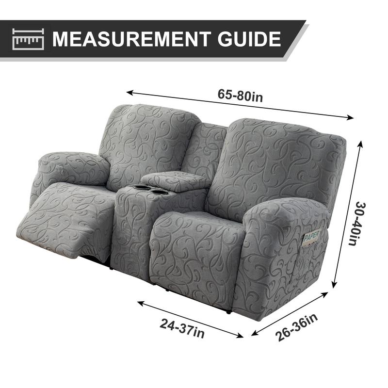 Recliner Loveseat Cover with Center Console, 2 Seater Jacquard Recliner Slipcover with Pockets, Washable Removable Cushions Protector #TikTokShopHolidayHaul