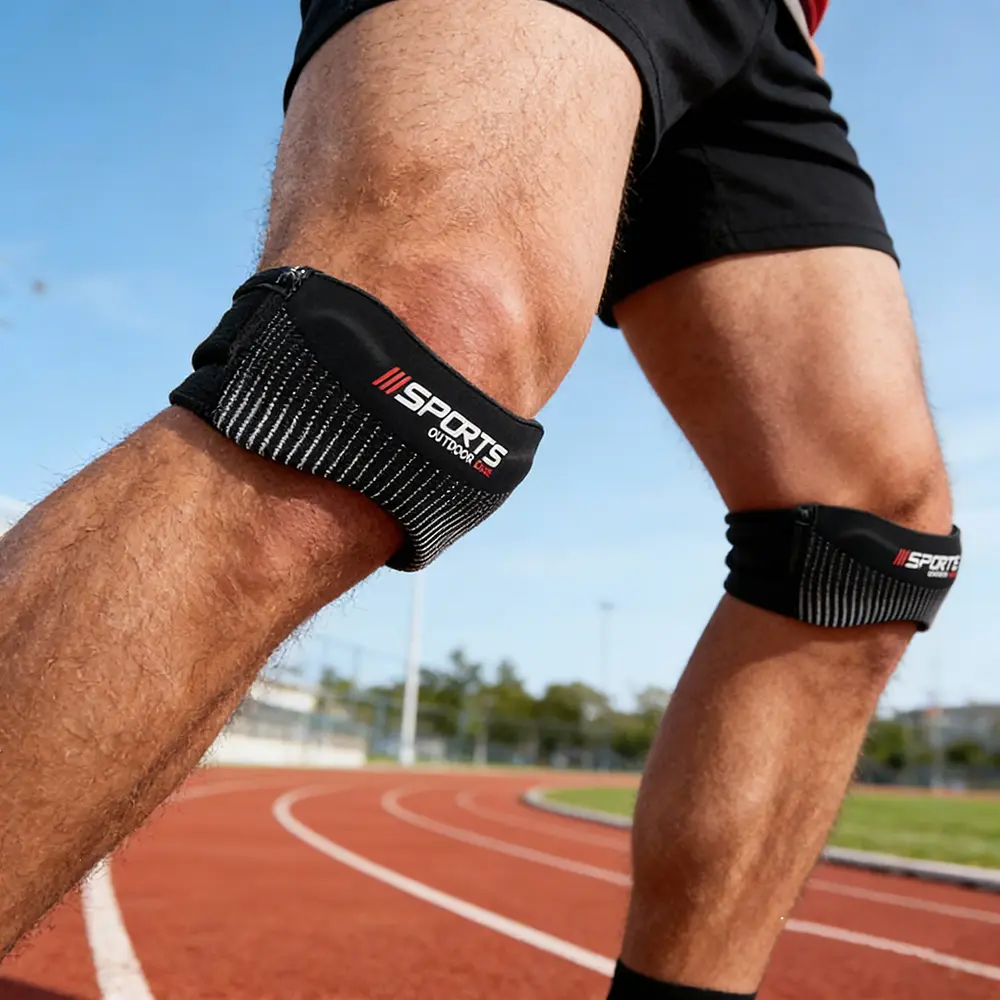 2Pcs Patella Strap Outdoor Sports Running Shock Absorption Jump Rope Compression Knee Pads Adjustable Knee Sleeve Unisex