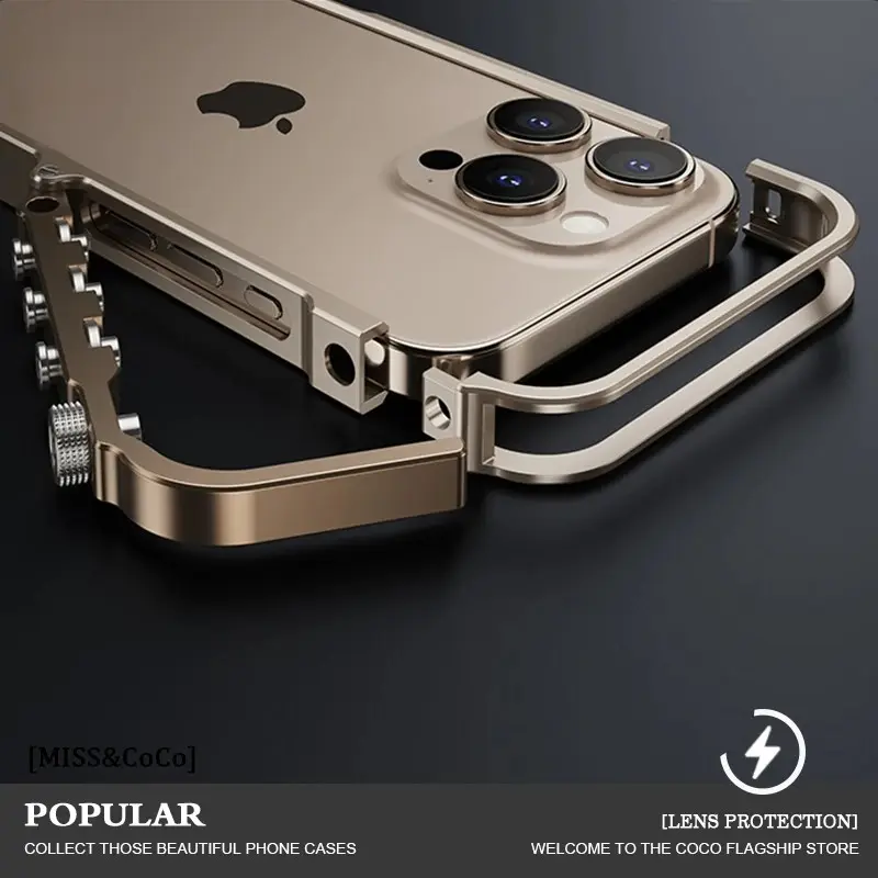 Luxury Aluminum Metal Frame For iPhone 15 16 Pro Max 16p Bumper Case Alloy Accessories Easy disassembly of mobile phone bumper