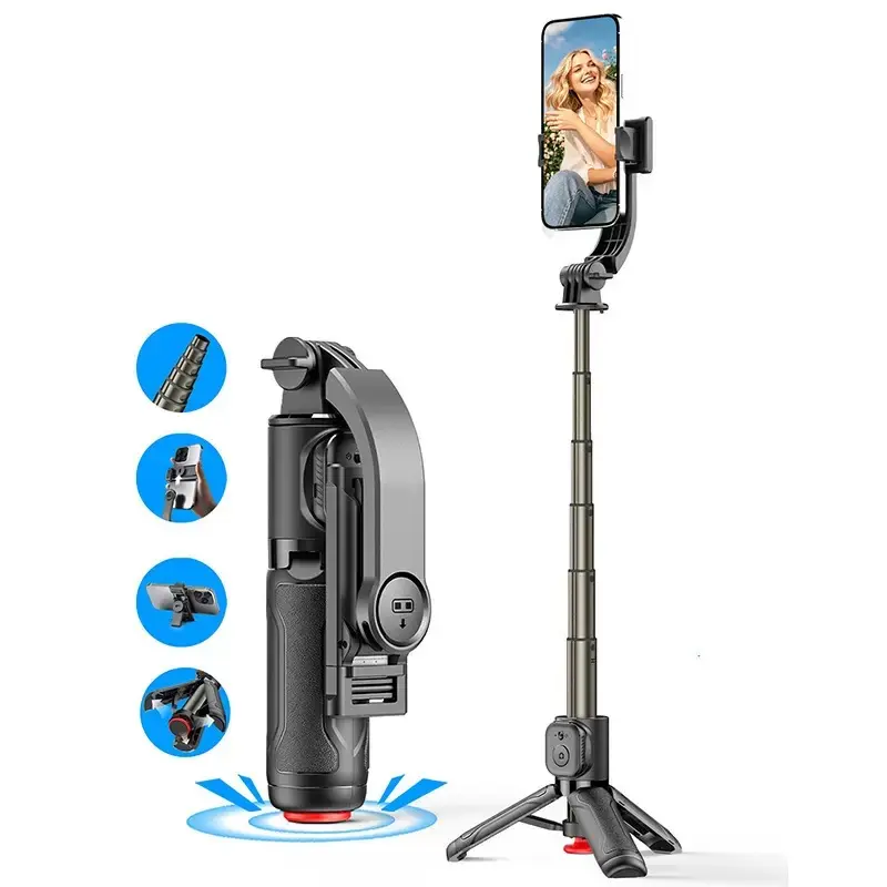 Mini Tripod 360° Pocket Flex with Wireless Bluetooth Control Automatically open Phone Holder for Selfies Video Recording Vlogging Compatible with Most Phones - Remote - Connection-gear Adjustable