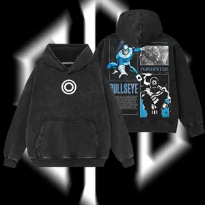 Superstyle The Supervillain Bullseye - Daredevil’s enemy MCU Comics Edition Double Printed Oversize Lightweight Acid Washed Tee Hoodie Sweater TV Series Graphic Design Top Cotton Streetwear Comic Superheroes T-Shirt Menswear