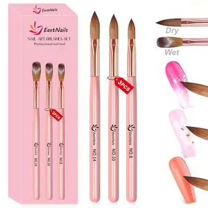 ✨ 3Pcs Boxed Acrylic Nail Brush Set Manicure Lightweight Nail Brushes Set｜Soft-Bristle Crystal Carving Brush with Caps – Carving/Lining/Blending Multi-Purpose – To Meet Various Nail Art Needs