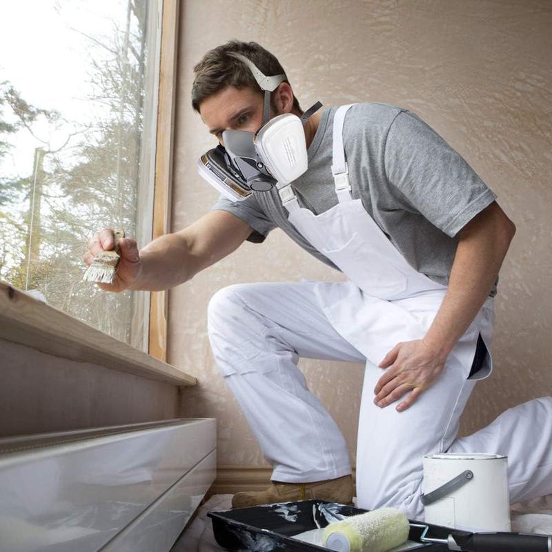 Industrial Reusable Gas Mask – Professional Dual Respirator Face Mask with 16 in 1 Safety Set, Filter Cartridge, Goggles, Dust-Proof Protective Mask for Paint Spray, Chemical Workplace Safety