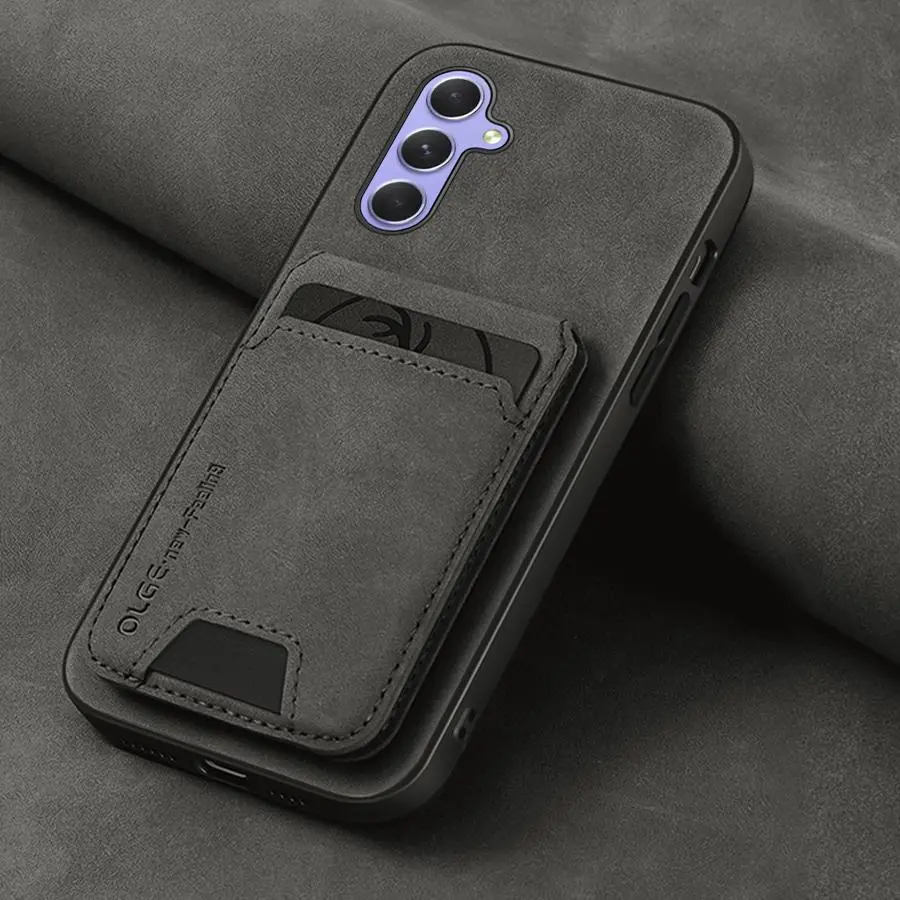 Luxury PU Leather Card Bag Smartphone Case, Phone Protection Cover, Phone Accessories Compatible with Samsung S24 Ultra S24+ S23plus S22+ S21FE