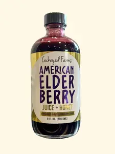 Cockeyed Farms American Elderberry Juice + Honey 8 FL OZ Cold Pressed Juice Packed with Polyphenols Rich in Antioxidant & Anthocyanin Organic Beverage Kid Approved Family Friendly Nutrient Dense Superfood Superfruit
