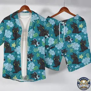 Toothless Hawaiian Shirt Tropical Button Up Shirt Summer Short How to Train Your Dragon Shirt Family Hawaii Set Toothless Dragon Shirt Gifts Personalized Hawaiian Set