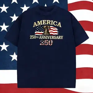 AMERICA 250TH ANNIVERSARY Commemorative T-Shirt with Flag and Liberty Bell Print, Short Sleeve