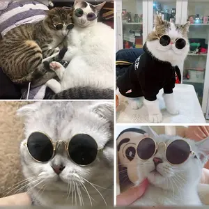 Pet fashion glasses, non-slip silicone universal cat and dog hip-hop style colored lenses, adjustable street trend cool hip-hop fashion glasses, with interesting colored lenses eye protection accessories
