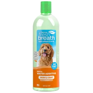 TropiClean Fresh Breath Oral Care Water Additive Plus Skin & Coat for Pets
