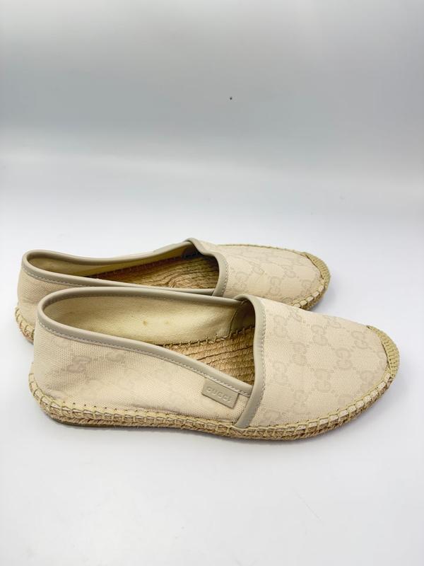 Gucci Guccissima Tan Colored Canvas Espadrilles Size 6