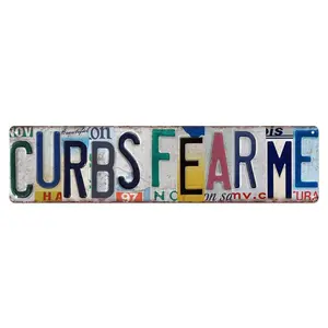 Vintage Curbs Fear Me Street Sign Wall Decor Metal  Signs for Bar Home Bedroom Garage 16x4 inch
