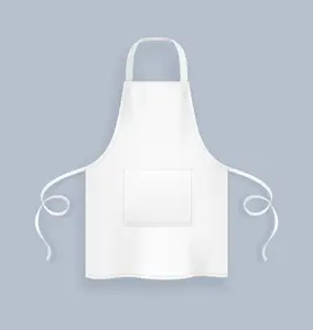 Customizable White Apron with Pockets for Kitchen Cooking and Crafting