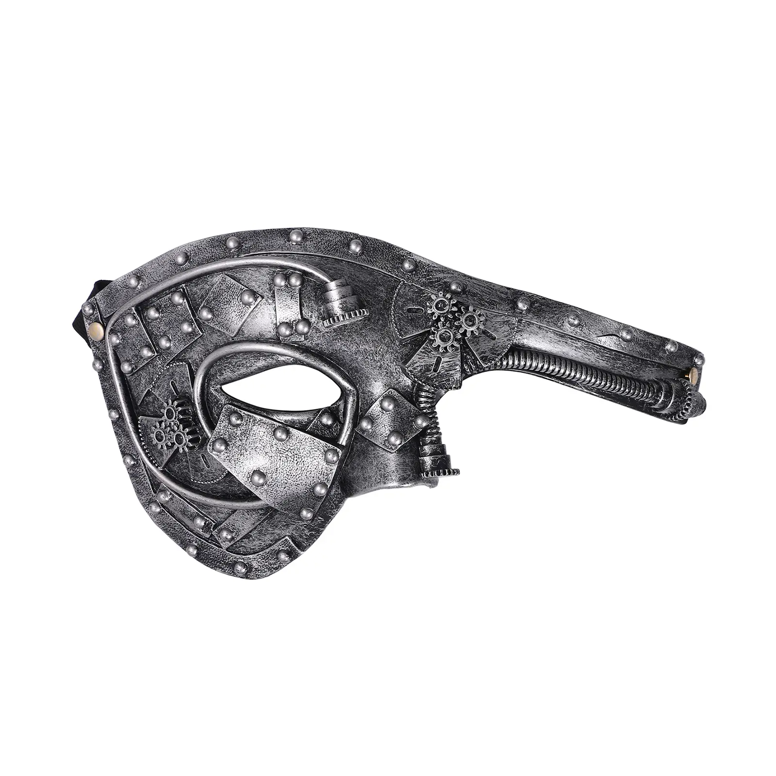 OIDEA Unisex Industrial Steampunk Gear-Accent Plastic Half-Face Mask - Lightweight Vintage Robot Venetian Accessory with Adjustable Strap (23 x 15.5 cm/9.1 inches), Halloween Carnival Prop & Gift for Boyfriends
