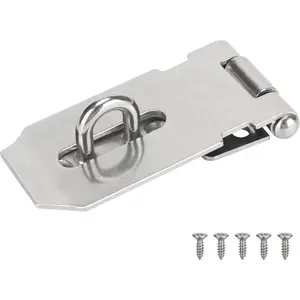3 Inch Heavy Duty Stainless Steel Safety Door Hasp Latch Lock, 1 Pack Silver - Hardware Padlock Latch with Screws for Gates, Bedroom Doors, Cabinets and Sheds