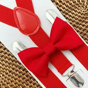 Red Bow Tie & Red Suspenders Set