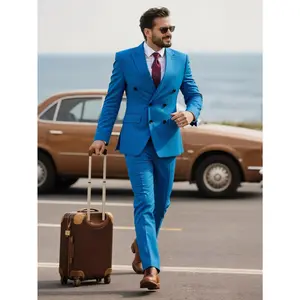 Men's Suit 2-Piece Double Breasted Elegant Solid Tuxedo - Peak Lapel Formal Jacket Blazer & Dress Pants Set for weddings, proms, homecoming