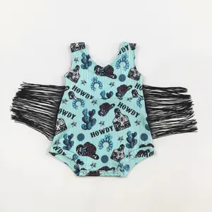Western Blue Tassel Printed Baby One Pieces
