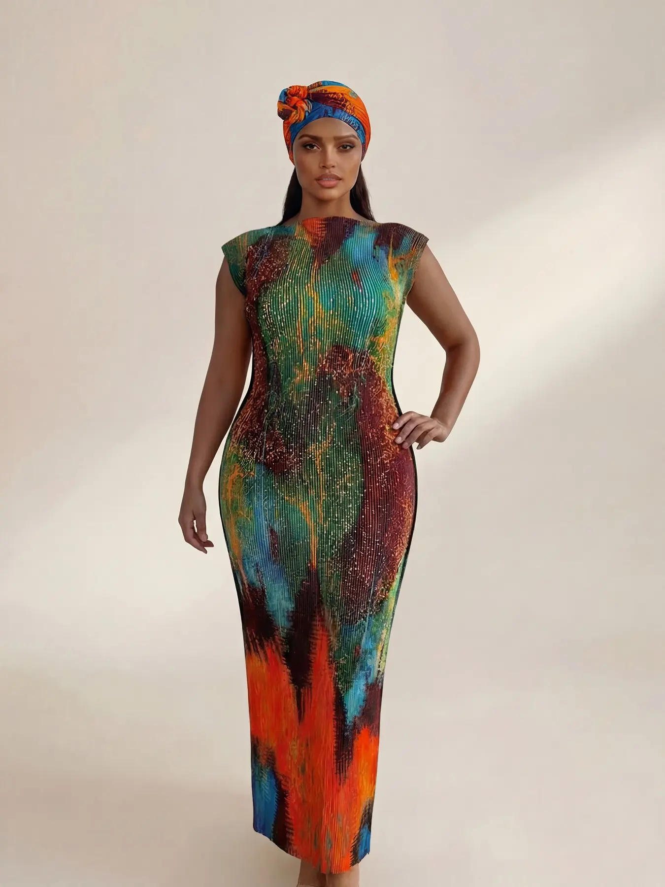 Elegant Tie Dye Print Long Robe Set, Multicolor Shawl and Scarf, Women's Beach Sunscreen Summer, Swimsuit Coverup, Swim Cover Ups, Swimwear Cover Up, Beach Coverups, Casual Woven Fabric for All Seasons