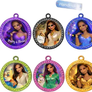 Khatuce Rhinestone Charm Tags – 6 Pack Handmade Glam Charms for Bracelets, Keychains, Bags & Scrunchies