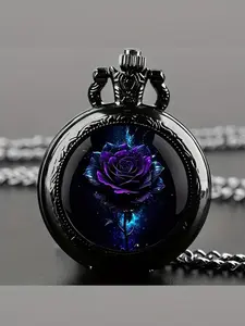Vintage Rose Pattern Pocket Watch with Chain, Unisex Quartz Watch for Party, Daily Clothing Decor, Trendy All-match & Exquisite Watch for Birthday Gift, Casual Watch, Fashionable Stylish Watch, Fashion Watches, Classic Quartz Watch