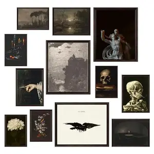 97 Decor Dark Academia Decor for Bedroom - Gothic Home Decor Aesthetic, Moody Dark Academia Wall Art, Vintage Halloween Posters for Room Aesthetic, Goth Wall Decor, Witchy Gallery Wall Art (Unframed)