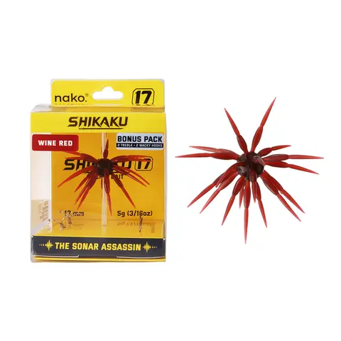 Nako Shikaku 17mm Urchin Shape Fishing Bait, Elastic Rubber with Tentacle Motion for Bottom Fishing, Bonus Hooks