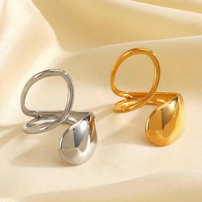 Chunky Geometric Ellipse Ring for Women – Glossy Hollow Statement Band, Minimalist Stainless Steel Jewelry Chunky Geometric Ellipse Ring for Women – Glossy Hollow Statement Band, Minimalist Stainless Steel Jewelry