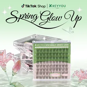 KEYYOU Venus Single Length DlY Lash Cluster Invsible Band Natural 8mm 10mm 12mm 14mm 16mm Waterproof Long-Lasting Eyelashes Extensions 80pcs C Curl Easy to Use for Flawless Look TikTok Shop FebruaryFaves