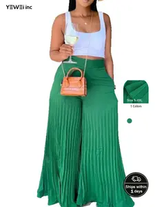 Spring and Autumn New High Temperature Set Pleated Wide Leg 2-layer Pants for Women's Pants