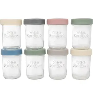 WeeSprout Glass Baby Food Storage Jars with Lids, Reusable Small Containers, 8 oz, 8 Pack