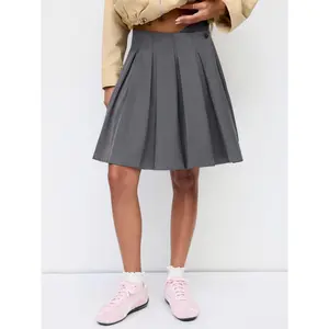 Cider Mid Rise Pleated Asymmetrical Hem Midi Skirt