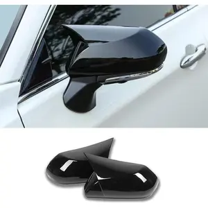 Ox Horn Style Rearview Mirror Covers – Glossy Bright Black Side Mirror Protective & Decorative Trim Compatible with Toyota Corolla 2020–2025, Durable ABS Exterior Accessories Pair