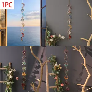 Handmade 7-Ring Chakra Dreamcatcher - Colorful Crystal Gravel Hanging Ornament, Aesthetic Wall Decor for Bedroom, Living Room & Porch, Unique Birthday Gift, Wall Ornaments