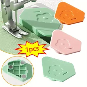 1pc Sewing Essentials Magnetic Seam Guide for Sewing Machines, Multifunctional Edge Guide with Flower Design, No Battery Required, Orange & Light Green