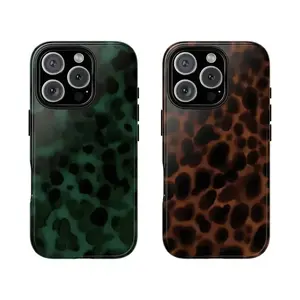 Dark Tortoise Shell Pattern Classic Luxury Elegant Nature Inspired Graphic Art Trendy Tough Phone Case. Chic Minimalist Aesthetic Heavy Duty Shockproof Protective Smartphone Cover for iPhone 17 Pro Max 16 Air 15 14 13 12 11.