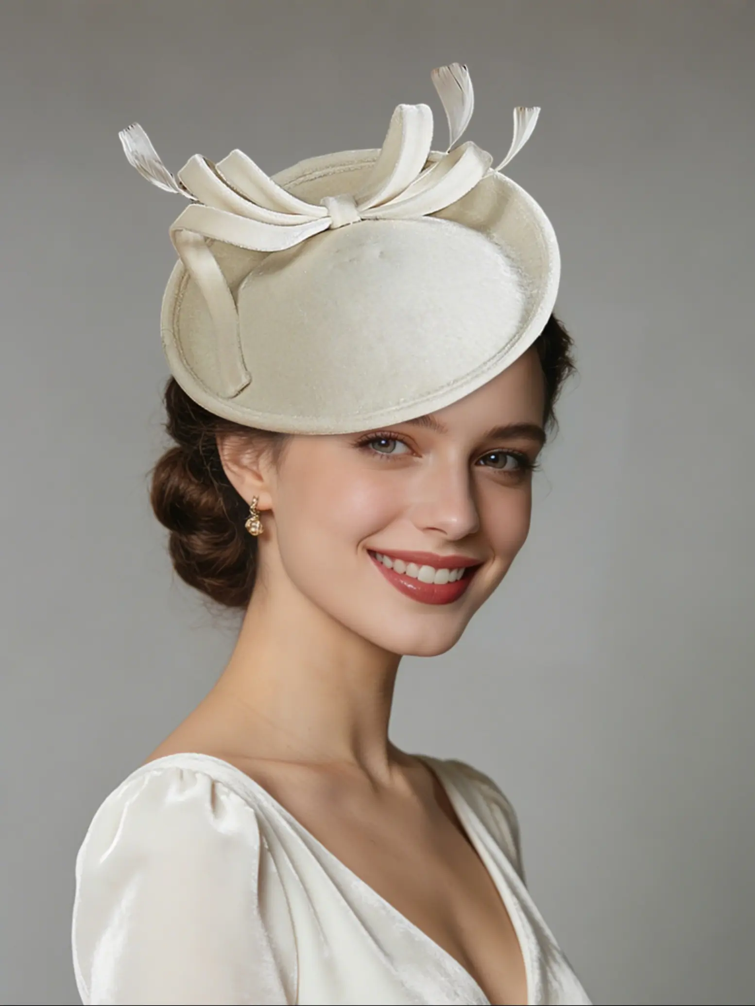 1pcs Fascinator Hats for Women Mesh Bow Rhinestone Feather  display picture 2