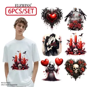 Gothic Valentine Iron-On Transfer Paper Set (DTF Ready-To-Press), Love Quotes & Gothic Letters, Plastic Sheets for Clothing