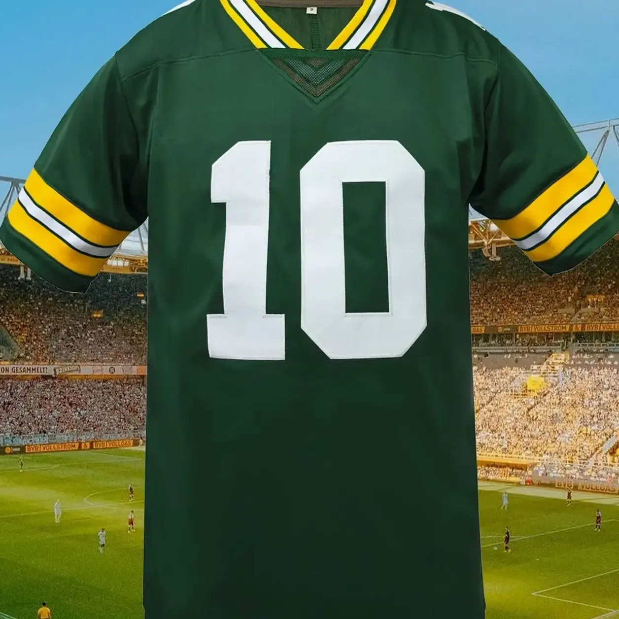 Men's Stitched Football Jersey,Letter and Number Embroidered V Neck Loose Fit Short Sleeve T-Shirt, Casual All Season Wear, Unisex Design for Training and Competition, Sportswear Top