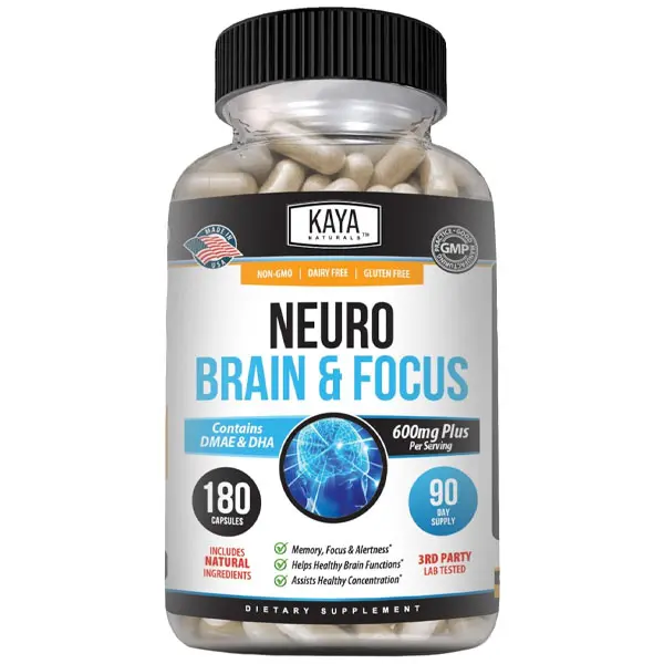 NEW SALE !!! Kaya Naturals - Neuro Brain for Memory & Focus - Nootropic Energy Capsule - Nootropic Brain Support Supplement - Focus & Concentration & Learning Accuracy - Cognitive Function - 180 Count