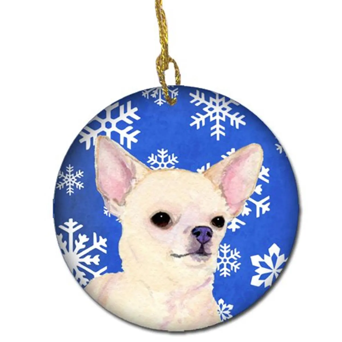 Chihuahua Winter Snowflakes Holiday Christmas Ceramic Ornament